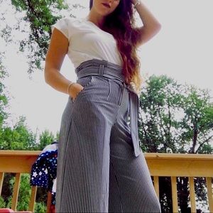 NY&Co Navy Blue & White striped palazzo pants